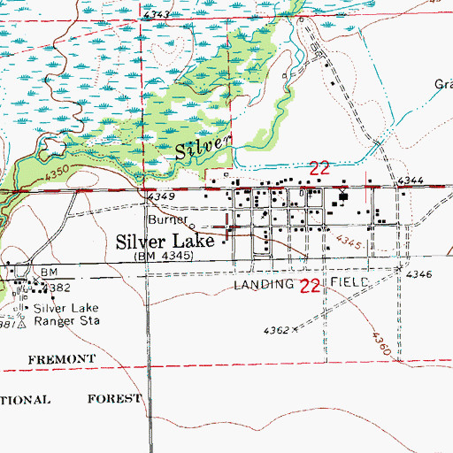 Topographic Map of Silver Lake Census Designated Place, OR