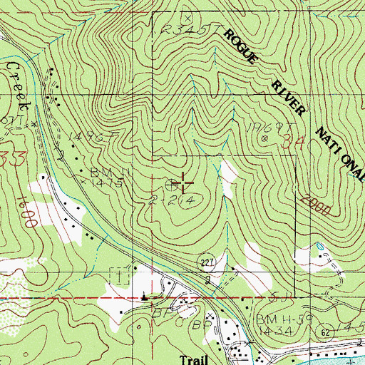 Topographic Map of Trail Census Designated Place, OR