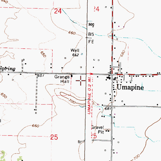 Topographic Map of Umapine Census Designated Place, OR