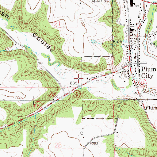 Topographic Map of Plum City Trailer Court, WI