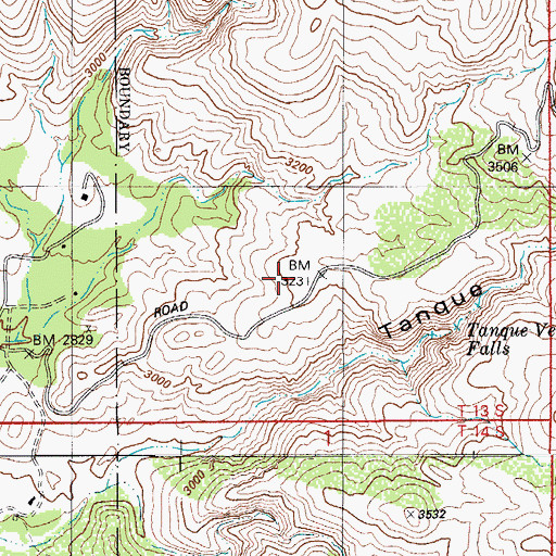Topographic Map of Upper Tanque Verde Trailhead, AZ