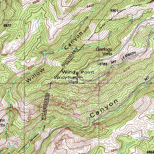 Topographic Map of Windy Point Trailhead, AZ