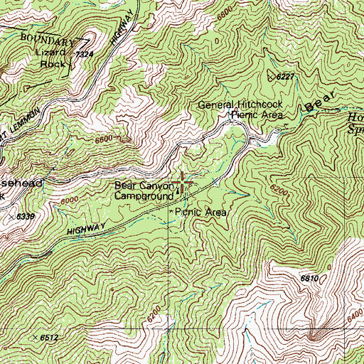 Topographic Map of Bear Canyon Picnic Area, AZ