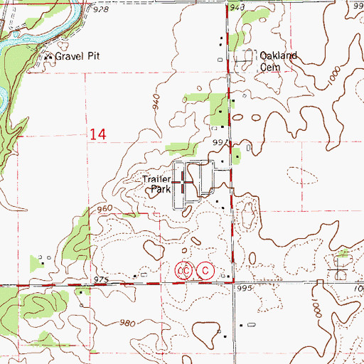 Topographic Map of Wall Street Village, WI
