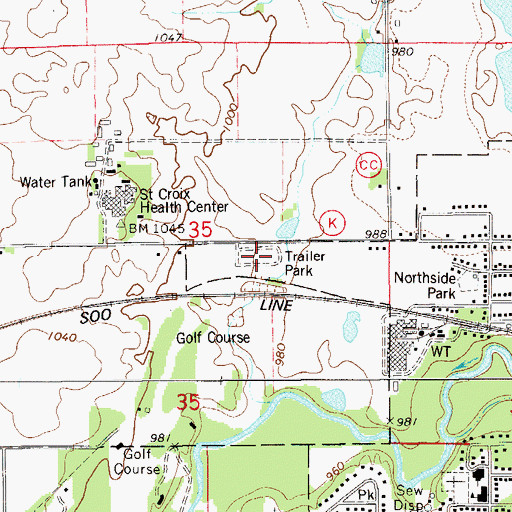 Topographic Map of Woodridge Mobile Home Park, WI