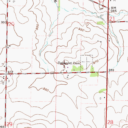 Topographic Map of Van Dell Farms, WI