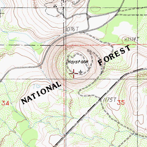 Topographic Map of Haystack, CA