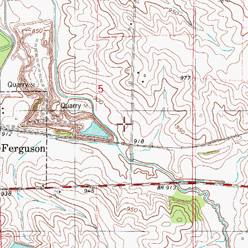 Topographic Map of Ferguson Quarry, IA