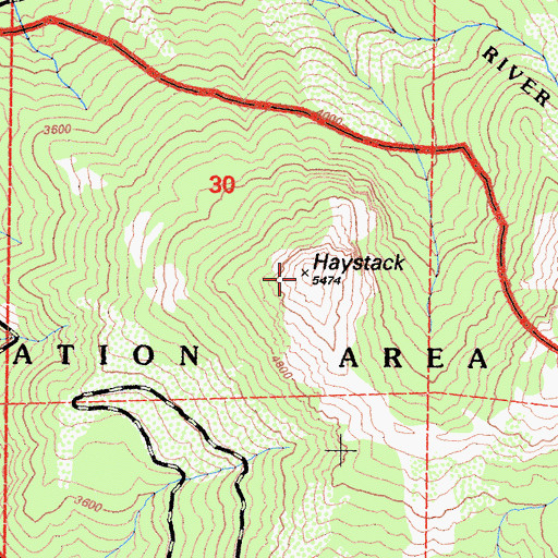 Topographic Map of Haystack, CA