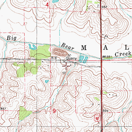 Topographic Map of Malcom Mine, IA