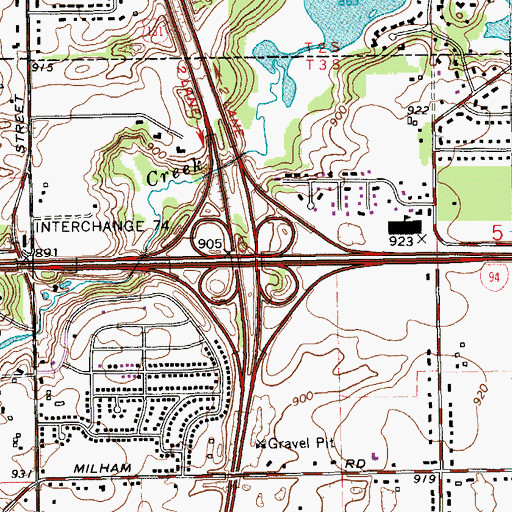 Topographic Map of Interchange 34, MI