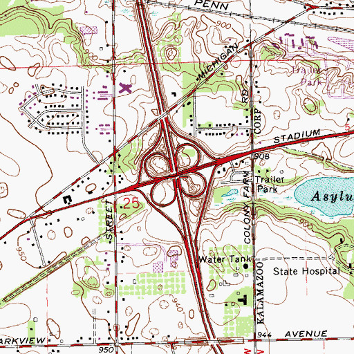 Topographic Map of Interchange 36, MI