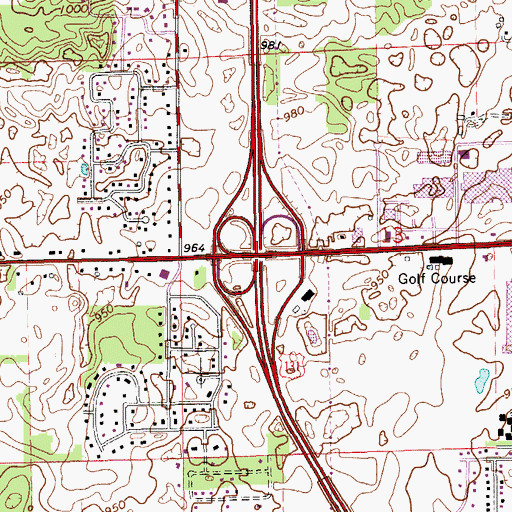 Topographic Map of Interchange 38, MI