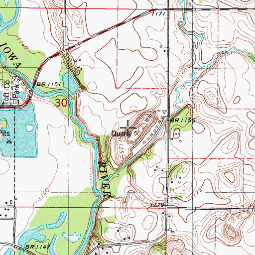 Topographic Map of Dows Quarry, IA