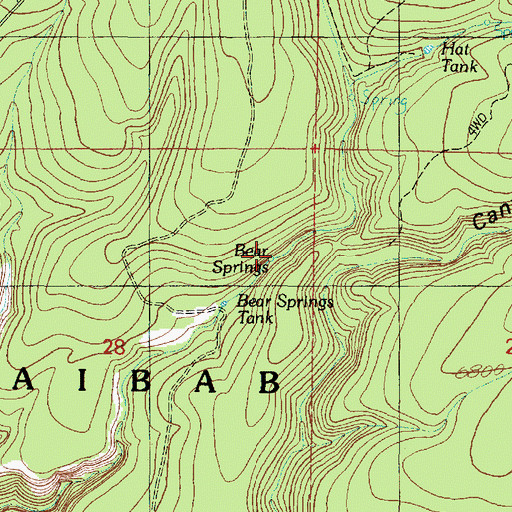 Topographic Map of Bear Springs, AZ