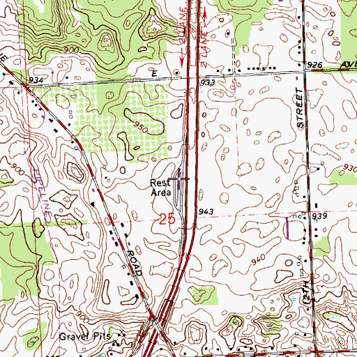 Topographic Map of Alamo Rest Area, MI