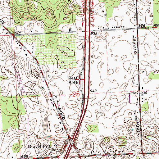 Topographic Map of Kalamazoo Region Historical Marker, MI