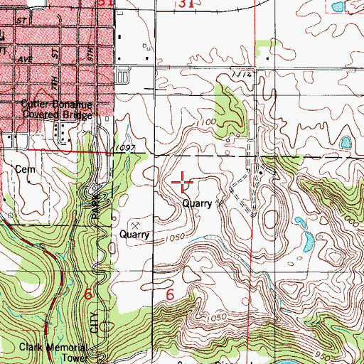 Topographic Map of Winterset Quarry, IA