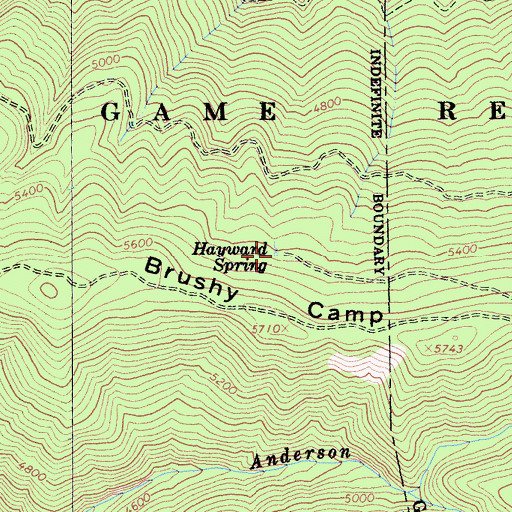 Topographic Map of Hayward Spring, CA