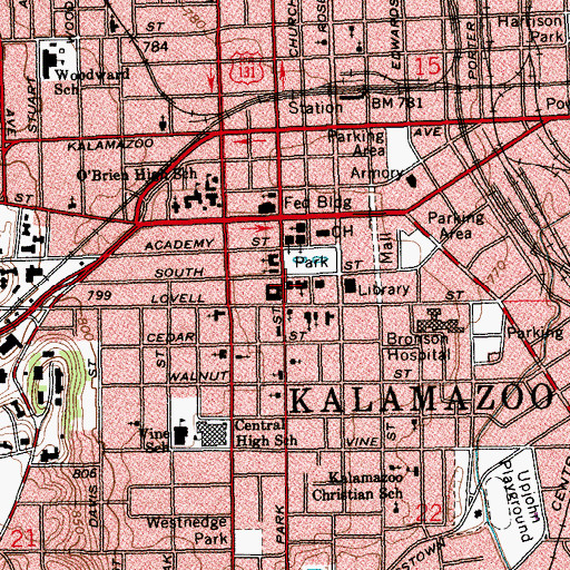 Topographic Map of First Women's Club in Michigan Historical Marker, MI