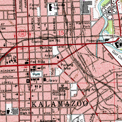 Topographic Map of Haymarket Historic District Historical Marker, MI