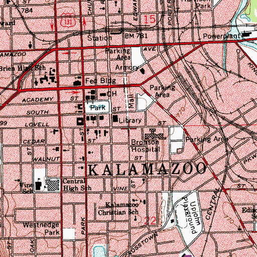 Topographic Map of Kalamazoo Gazette Historical Marker, MI
