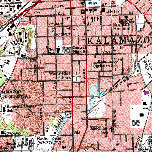 Topographic Map of Pioneer Cemetery Historical Marker, MI