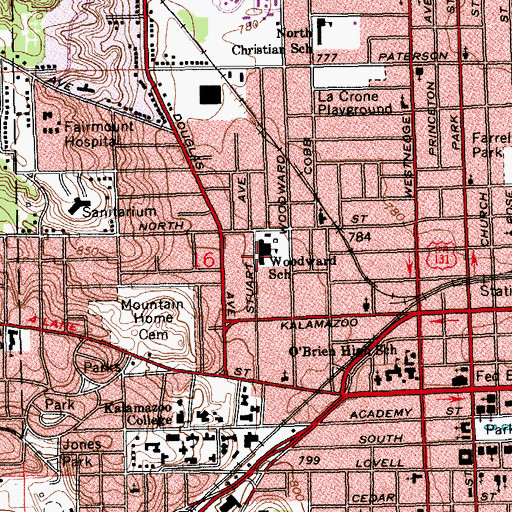 Topographic Map of Stuart Neighborhood Historical Marker, MI