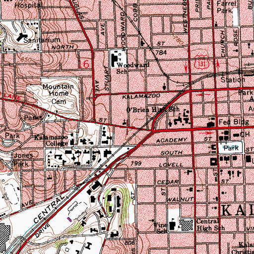 Topographic Map of Stuart Neighborhood Historical Marker, MI