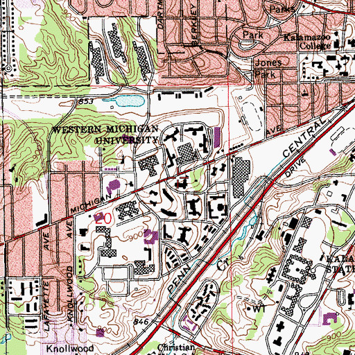 Topographic Map of Western Michigan University Historical Marker, MI