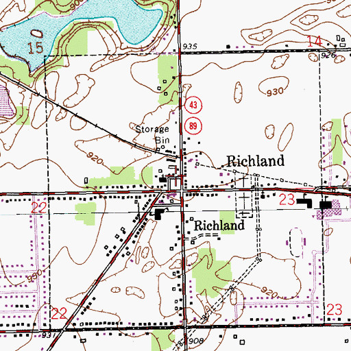 Topographic Map of Community Library Historical Marker, MI