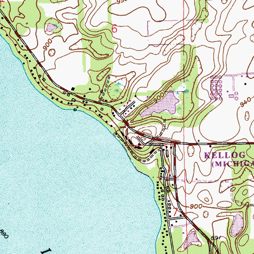 Topographic Map of W K Kellogg House Historical Marker, MI