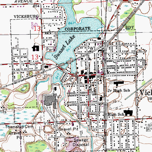 Topographic Map of Vicker's Mill Historical Marker, MI