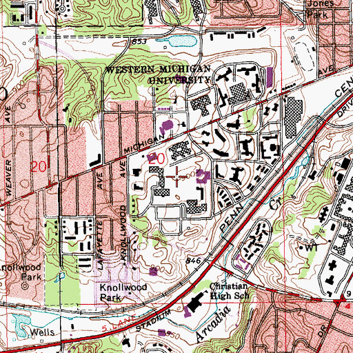 Topographic Map of Dalton Center, MI