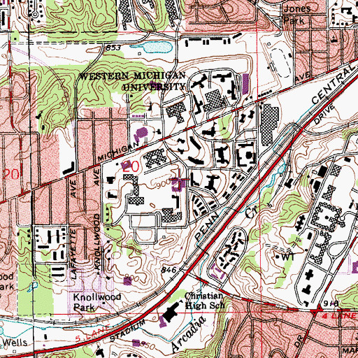 Topographic Map of Friedmann Hall, MI