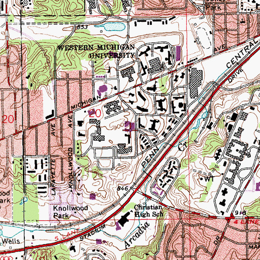 Topographic Map of Dunbar Hall, MI
