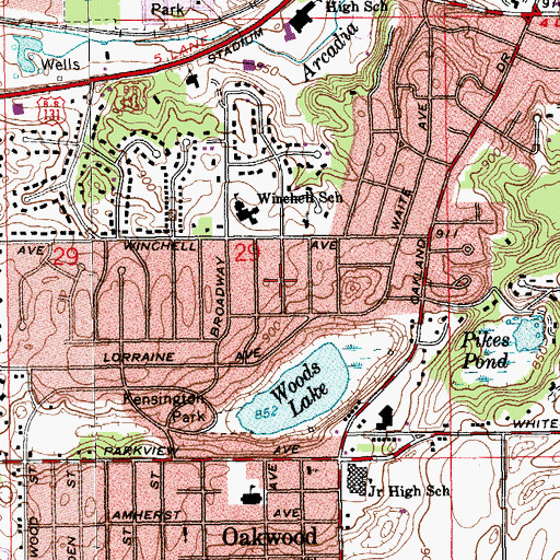 Topographic Map of Wood Hall, MI