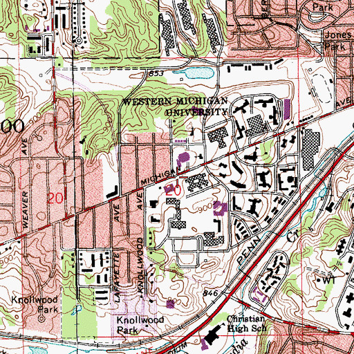 Topographic Map of Haenicke Hall, MI