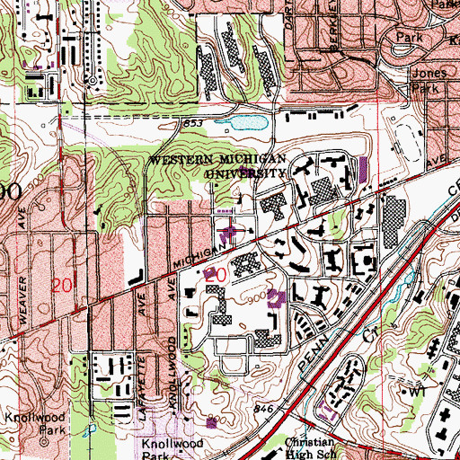 Topographic Map of Rood Hall, MI