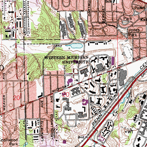 Topographic Map of Woodlawn Place, MI