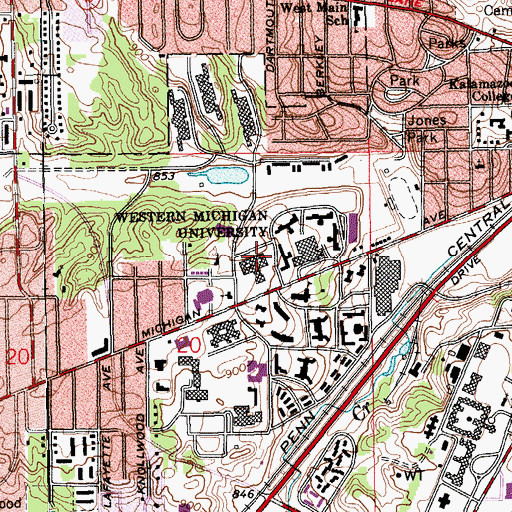 Topographic Map of Bernhard Center, MI
