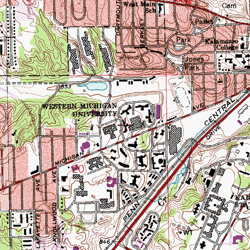 Topographic Map of Henry Hall, MI