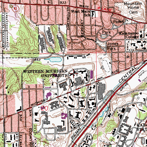 Topographic Map of Bigelow Hall, MI