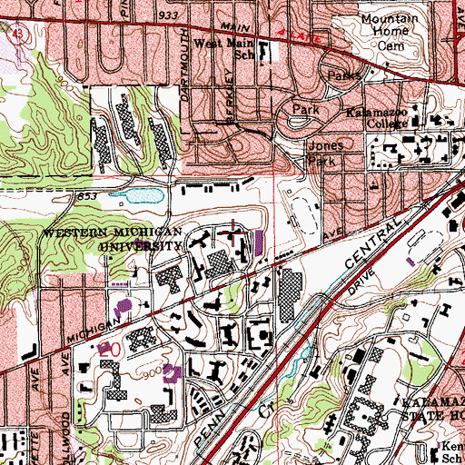 Topographic Map of Hoekje Hall, MI