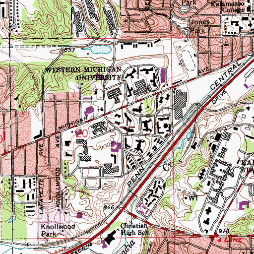 Topographic Map of Dwight B Waldo Library, MI