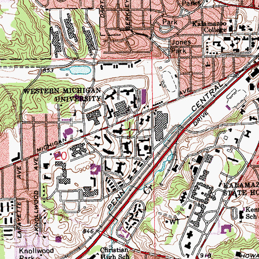 Topographic Map of Oaklands Residence, MI
