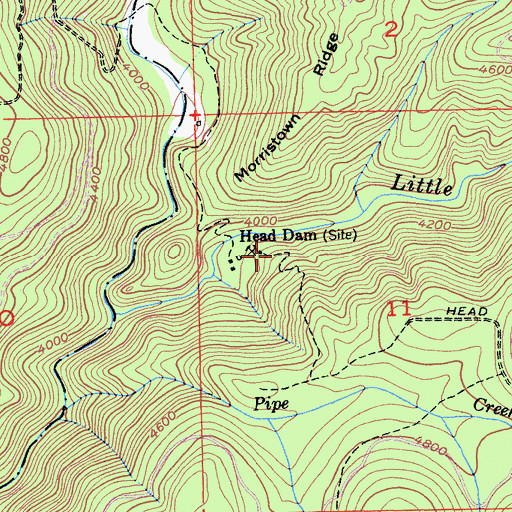 Topographic Map of Head Dam, CA
