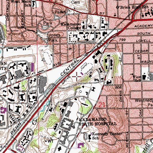 Topographic Map of Robert J Bobb Stadium, MI