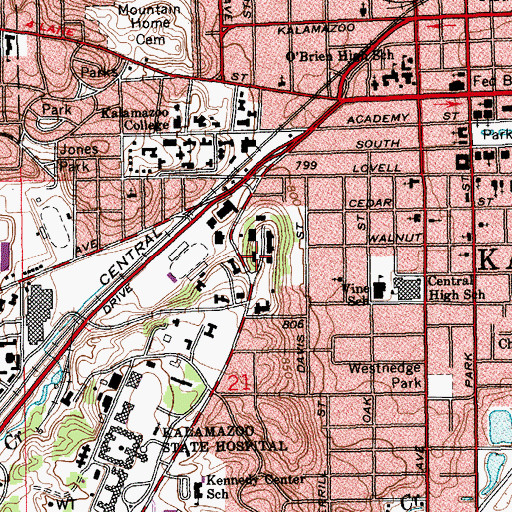 Topographic Map of Speech and Hearing Center, MI