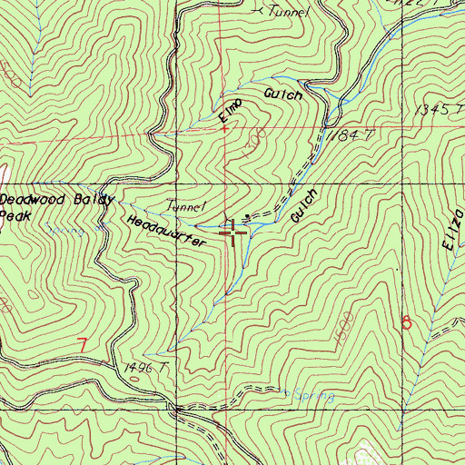 Topographic Map of Headwater Gulch, CA